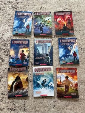 I Survived Book Set - 9 Paperback Adventure Books - Red/Blue Covers